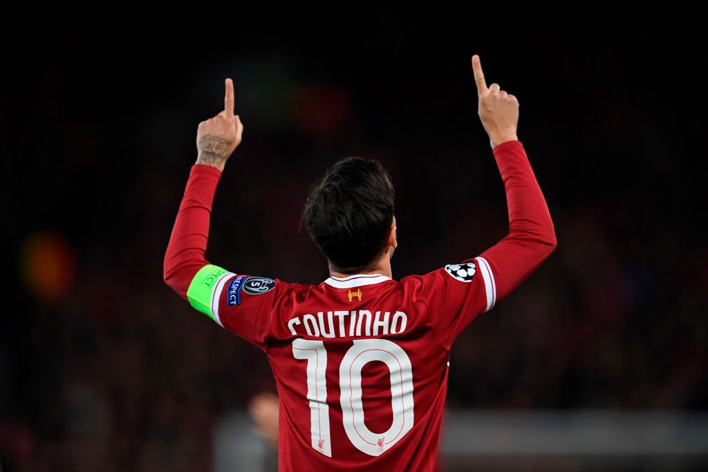Coutinho con la playera del Liverpool