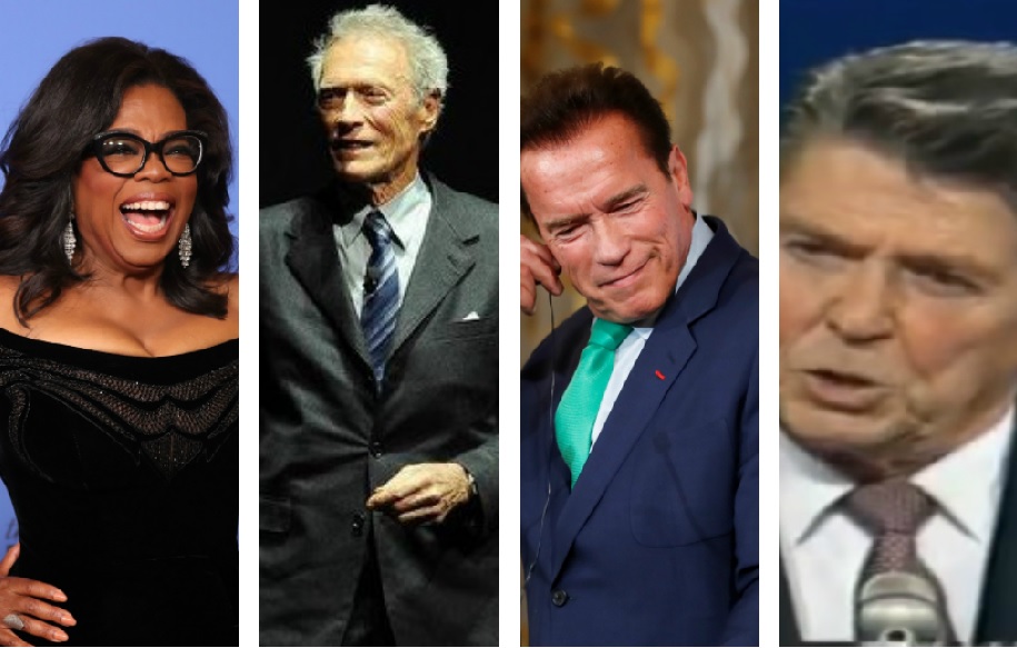 Eastwood, Trump y Schwarzenegger, algunas de las personalidades que han ocupado un lugar en la política de EU, ¿será el turno de Oprah? 