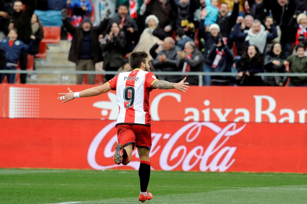 Portu celebra el quinto gol del Girona
