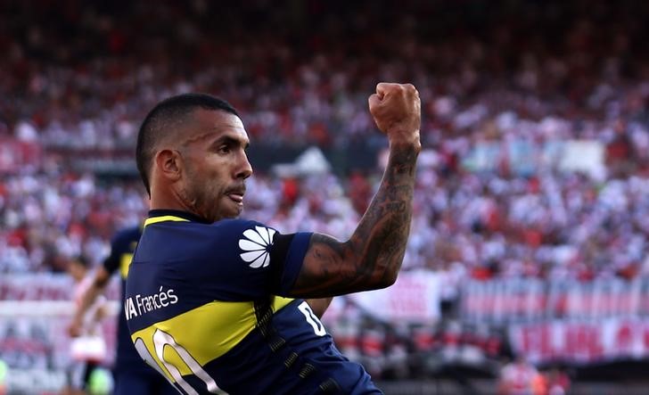 Carlos Tevez en festejo de gol 