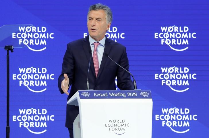El presidente Argentino Mauricio Macri durante su participación en el foro de Davos.
