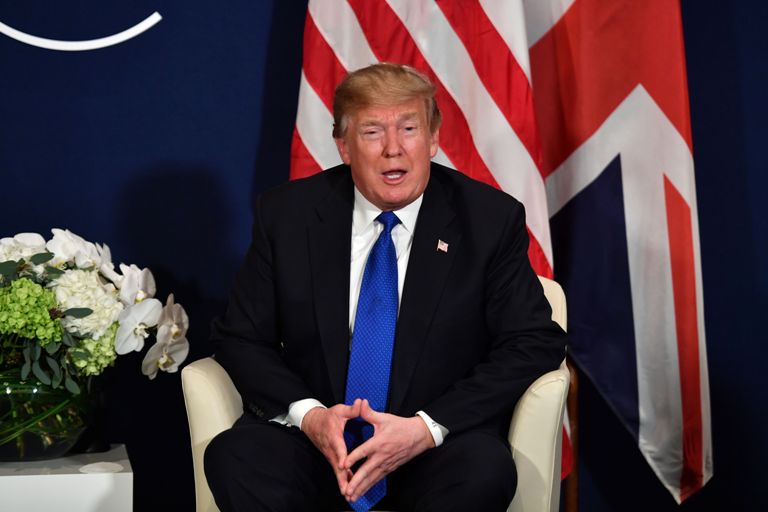 El presidente Donald Trump en su primer día en el Foro Económico Mundial de Davos.