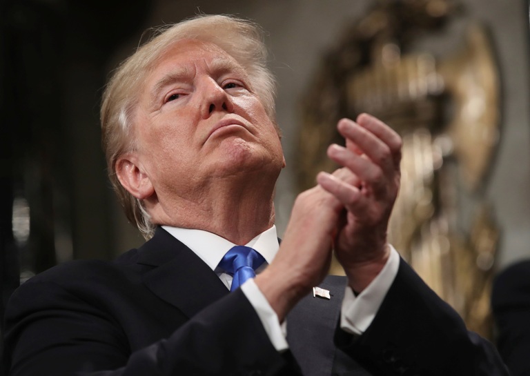 El presidente Donald Trump, durante su primer discurso por el Estado de la Unión.