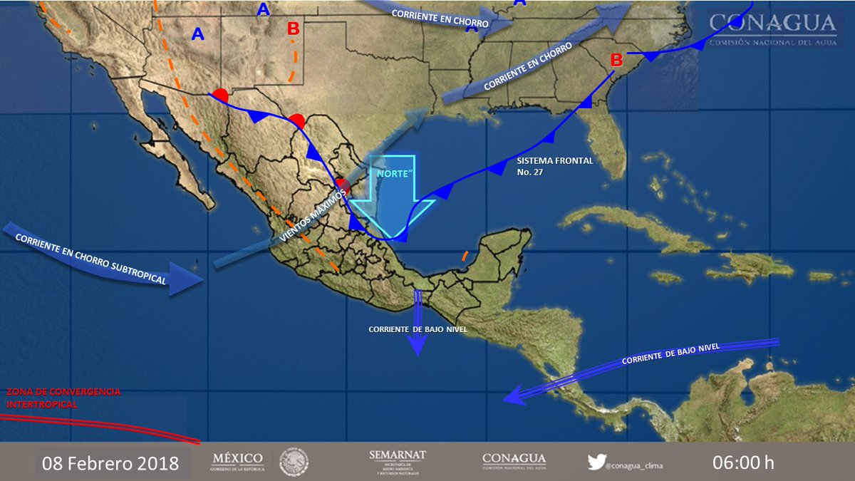 El frente frío número 27 se mantendrá estacionario en el sureste y Golfo de México.