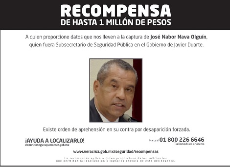 José Nabor Nava Olguín, ex subsecretario de Seguridad Pública de Veracruz es buscado por desaparición forzada.