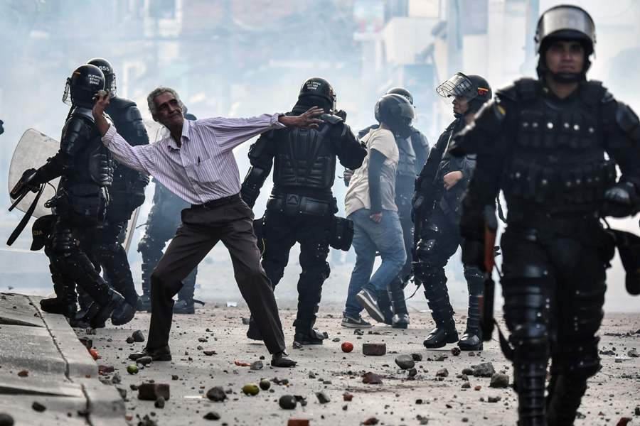 Protestas en Yumbo contra la campaña de Rodrigo Londono, alias 'Timochenko', el pasado 7 de febrero.