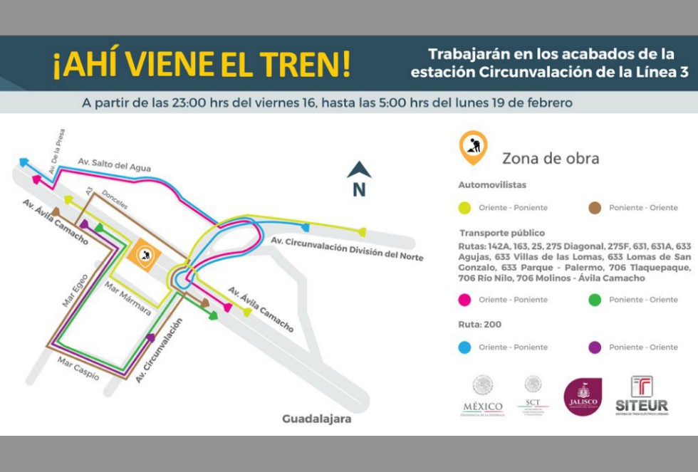 El Siteur informó sobre las rutas alternas para el transporte público.