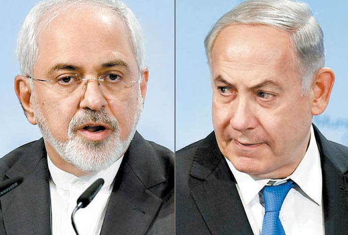 El canciller iraní Javad Zarif y el ‘premier’ israelí Benjamin Netanyahu.