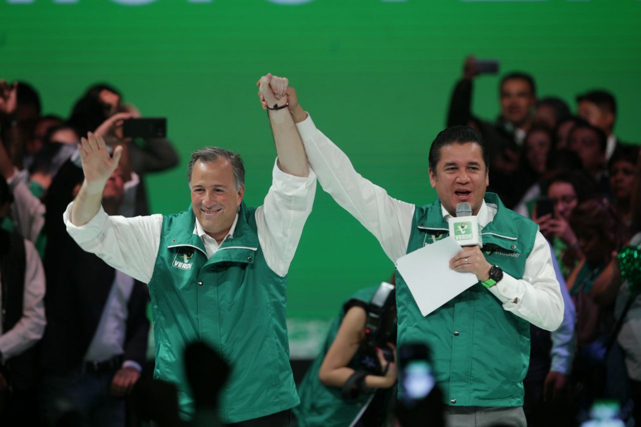 El candidato del Partido Verde a la Presidencia, José Antonio Meade, y Carlos Puente, líder del partido.