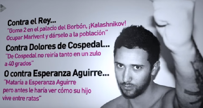 En la imagen aparecen tres de sus canciones por las que el Tribunal Supremo le sentenció a más de 3 años de prisión.