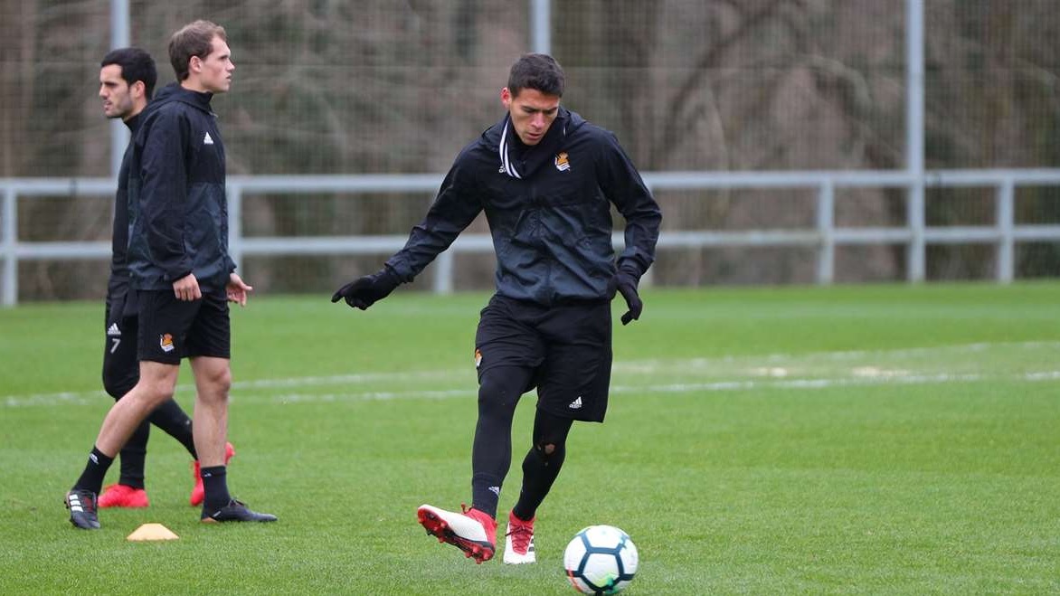 Héctor Moreno en el entrenamiento de este día