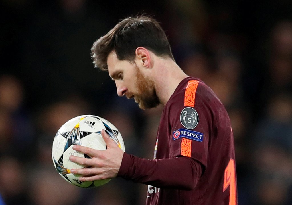 Messi en el partido entre Barcelona y Chelsea