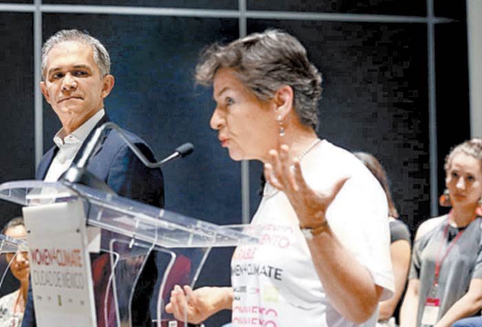Christiana Figueres y Miguel Ángel Mancera durante la apertura.