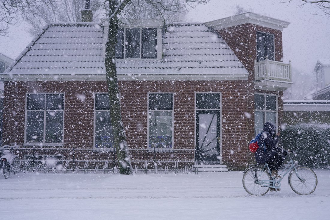 Una tormenta de nieve azota la isla Schiermonnikoog, en Waddensea.