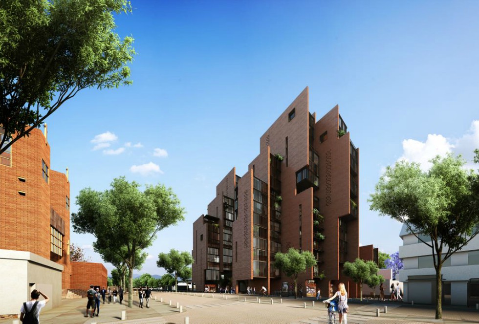 El proyecto en el Paseo Fray Antonio Alcalde consiste en dos edificaciones que van de los 6 a los 16 niveles, separadas por una plazoleta central con 