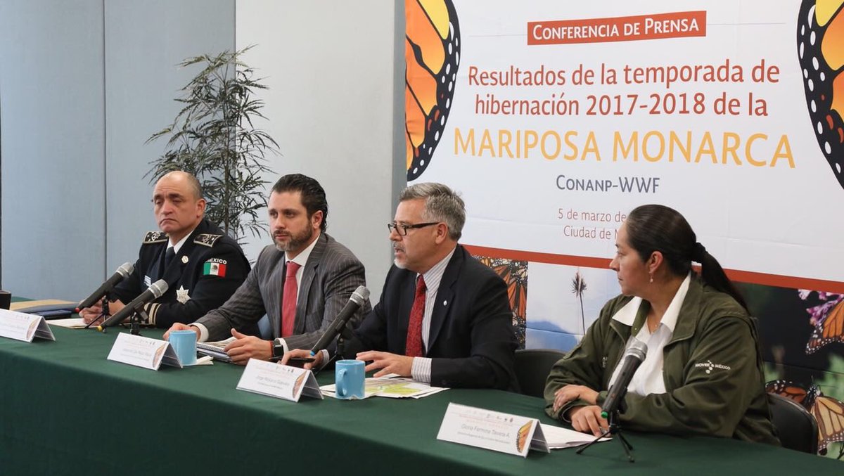 Alejandro del Mazo, titular de la CONANP, acompañado por el director general de la WWF México, Jorge Rickards, Benjamin Grajeda, titular de la Gendarm