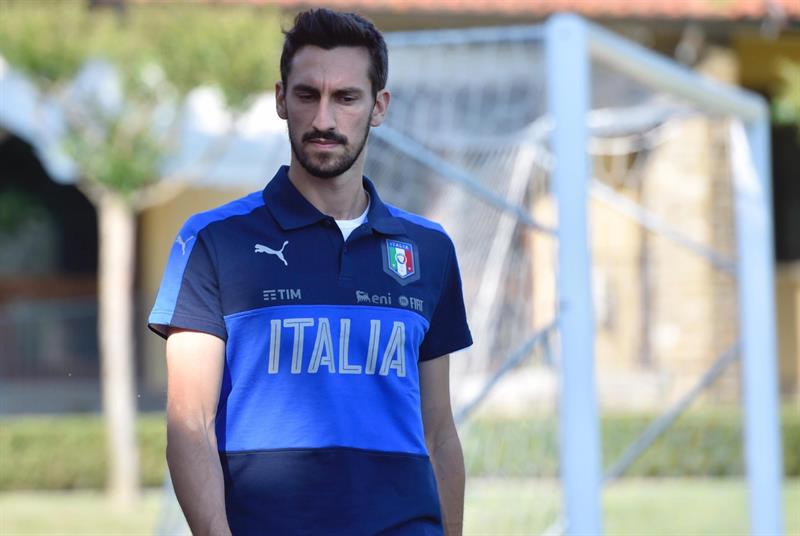 Davide Astori en una concentración con la selección italiana en junio de 2017
