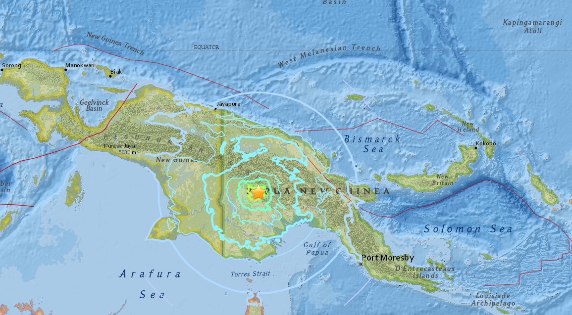 El Servicio Geológico de los Estados Unidos​ (USGS) reportó un sismo de 6.7 grados en Papúa Nueva Guinea.