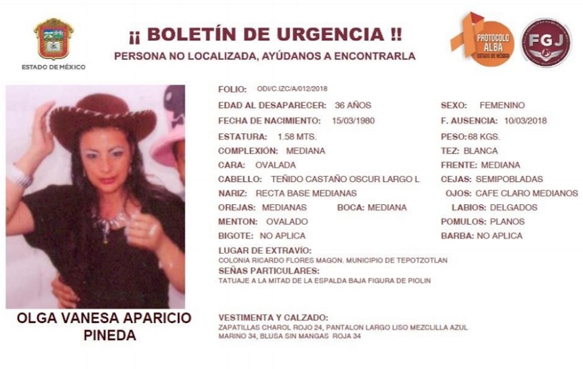 Reportada desaparecida. 