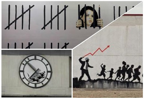 Las tres nuevas obras de Banksy que aparecieron en Nueva York. 