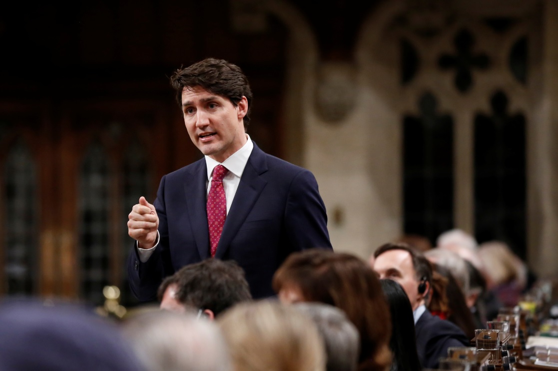 El primer ministro de Canadá, Justin Trudeau, dando un discurso en la Cámara de los Comunes en Ottawa.