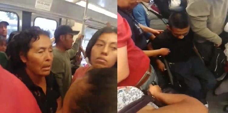 En el video se escucha a una de ellas decirle"¡No empuje! ¡Ignorante, por eso estás en la silla!".