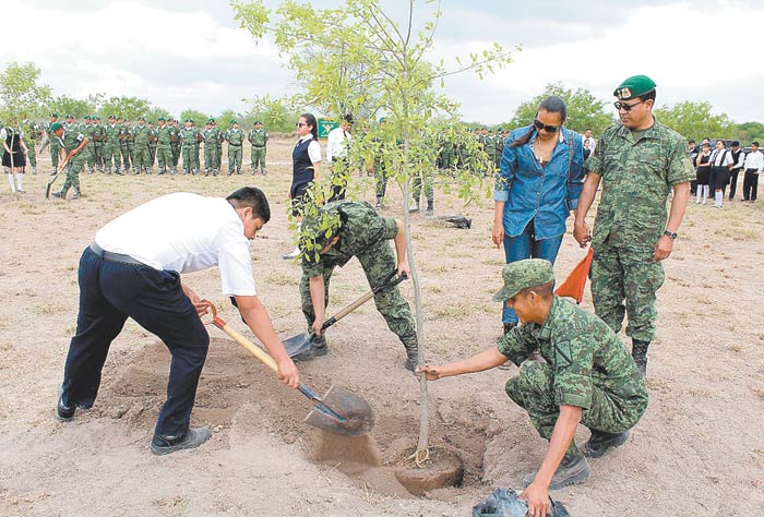 Alumnos participaron en la plantación de fresnos y encinos.