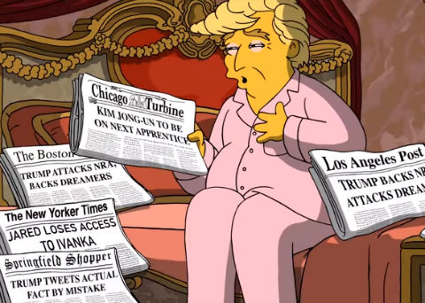 Donald Trump por fin aceptó ser un sociópata y narcisista... al menos en lo nuevo de Los Simpson. 