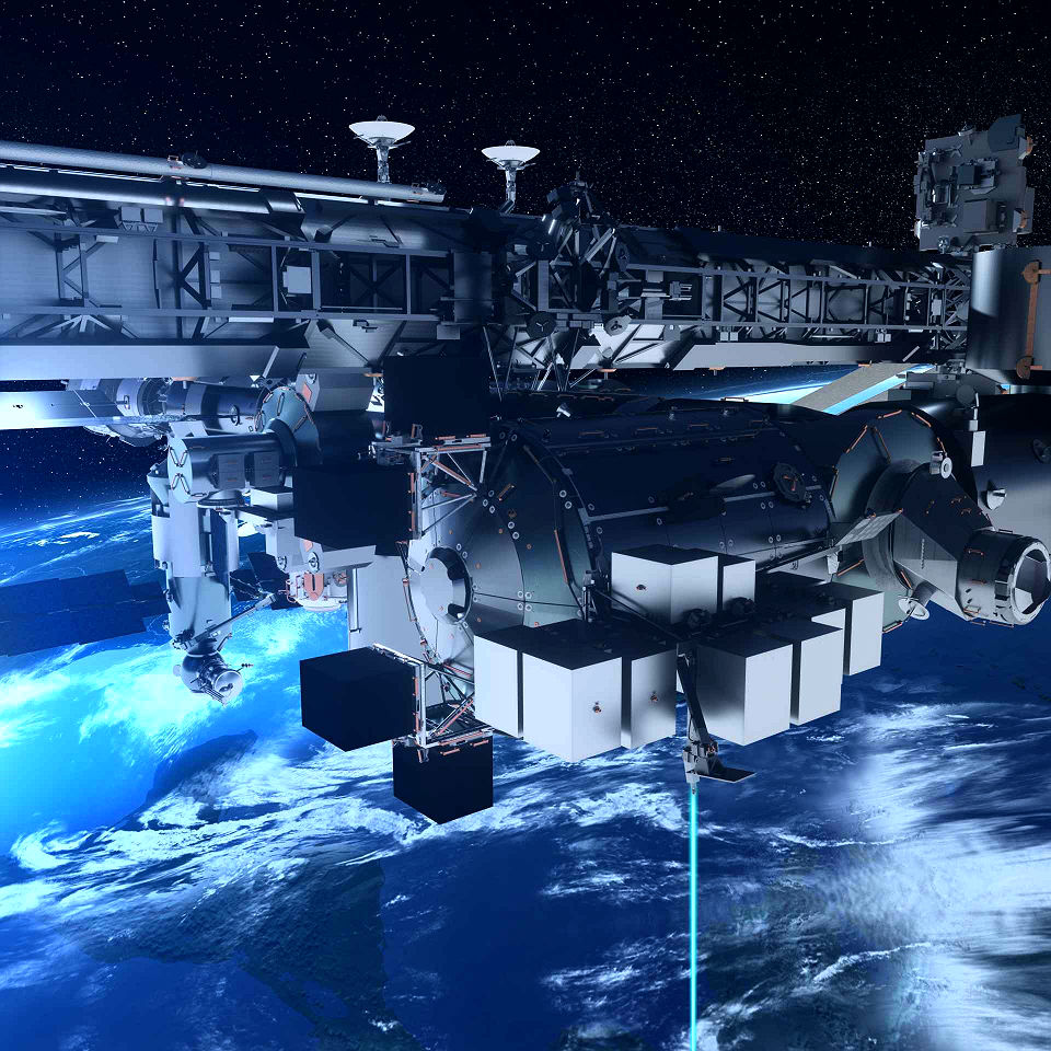 La plataforma Bartolomeo de la Estación Espacial Internacional, con OSIRIS incorporado.