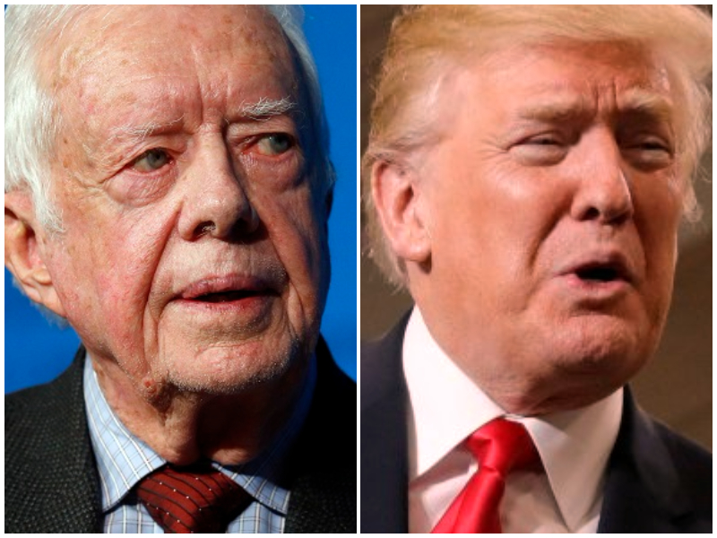 El ex presidente Jimmy Carter y el actual mandatario de EU, Donald Trump.