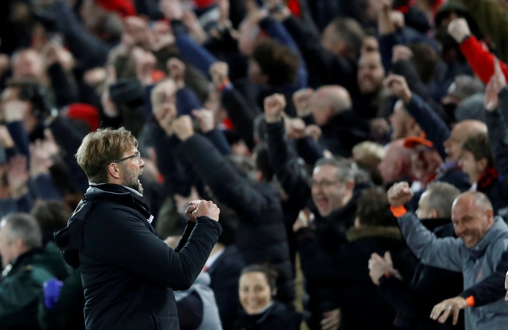 Jürgen Klopp en festejo de gol 