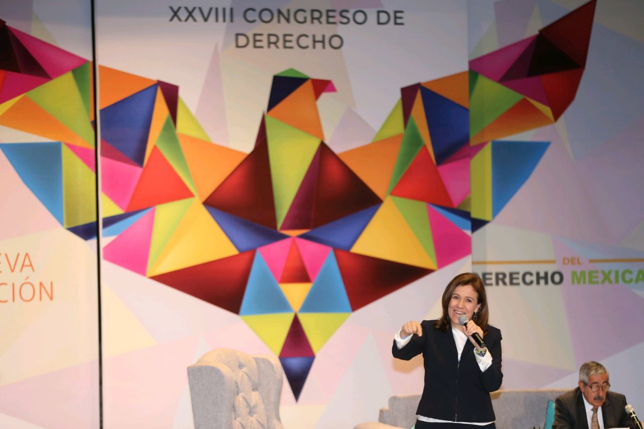 Margarita Zavala durante su participación en el 28 Congreso de Derecho en la UDLAP