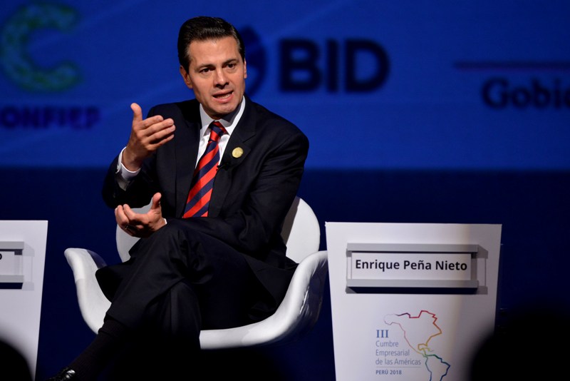 El presidente Enrique Peña Nieto durante su participación en la Cumbre Empresarial de las Américas.