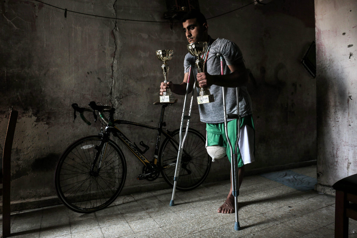 Alaa al Daly, ciclista palestino (AFP)