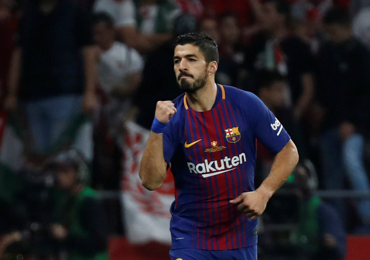 Luis Suárez festeja tras abrir el marcador en la Final de la Copa del Rey (Reuters)