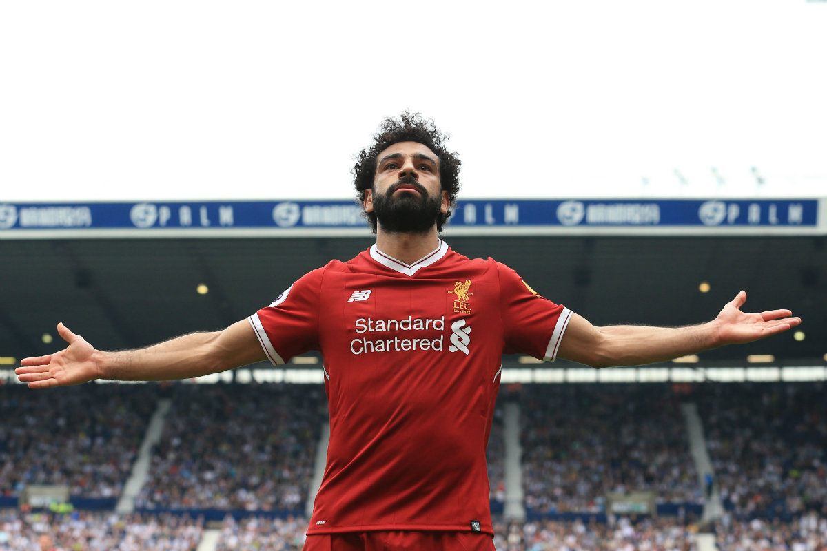 Mohamed Salah festeja tras marcar en el West Bromwich vs Liverpool (AFP)