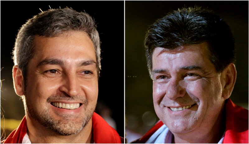 Mario Abdo Benitez (izq.) del Partido Colorado y Efraín Alegre, de la coalición GANAR.