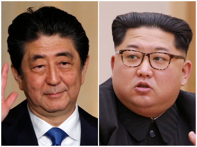 El primer ministro de Japón, Shinzo Abe, y el líder norcoreano, Kim Jong-un.