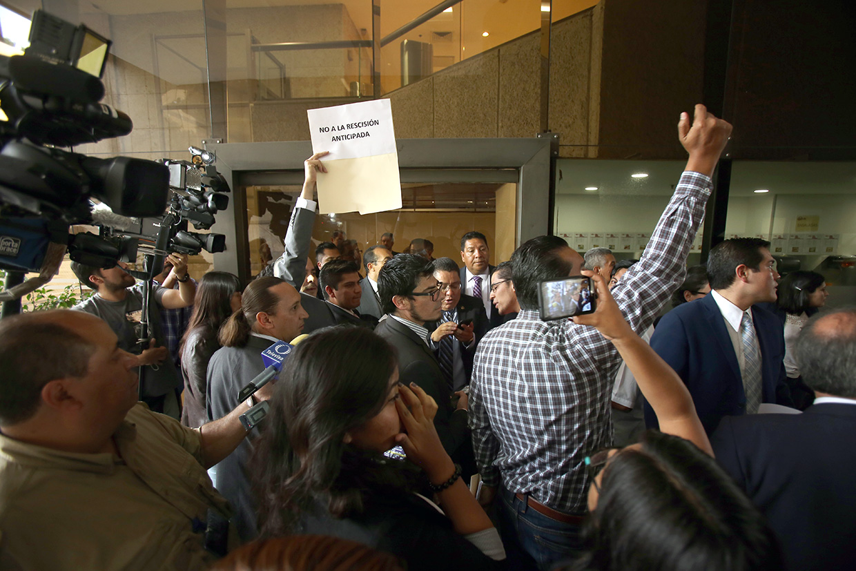Protesta de asesores en San Lázaro. (Juan Carlos Bautista)