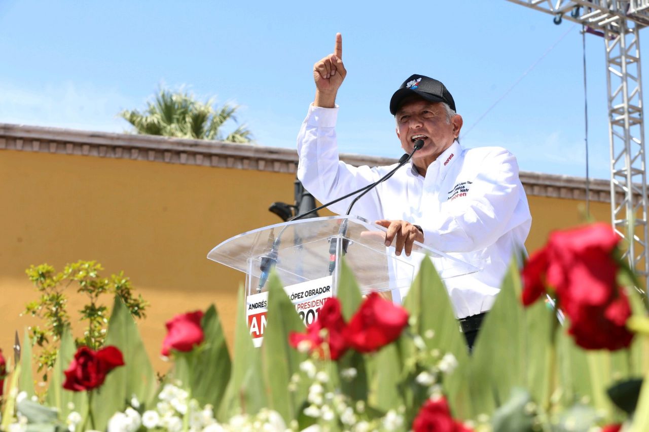 Andrés Manuel López Obrador en Hidalgo del Parral. 