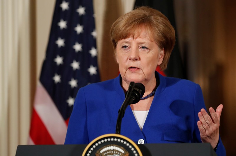 La canciller alemana, Angela Merkel, ofreció una conferencia conjunta desde la Casa Blanca. (Reuters)