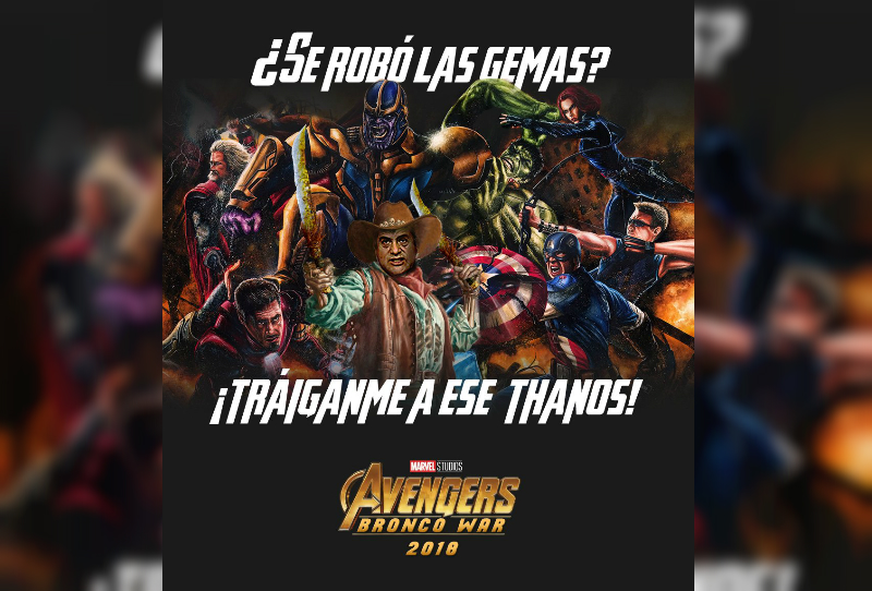 En una ilustración, 'El Bronco' se enfrenta a Thanos (Twitter).