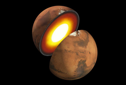 Ilustración técnica del interior del planeta Marte. (NASA/JPL-Caltech)