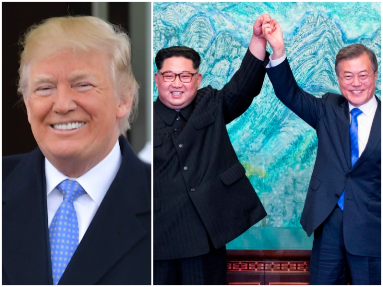 Trump celebró el acuerdo entre los líderes de las dos Coreas. (AFP)