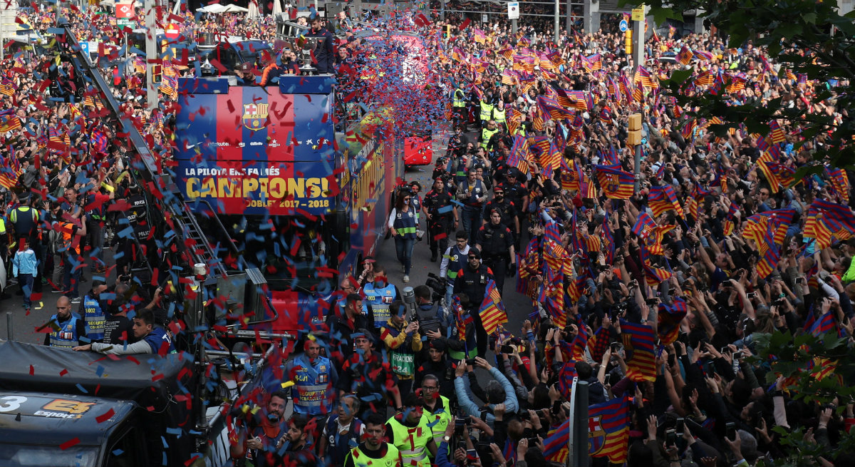 La celebración del Barcelona tras su campeonato de La Liga (Reuters)