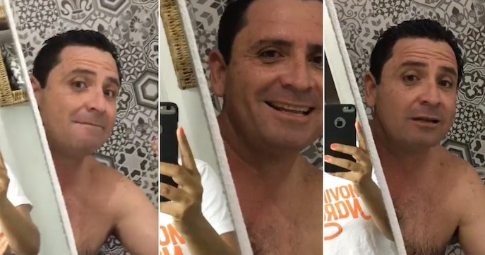 Leoncio Moran Sánchez, candidato a la Presidencia Municipal de Colima por el partido Movimiento Ciudadano, compartió un video desde la regadera (Faceb