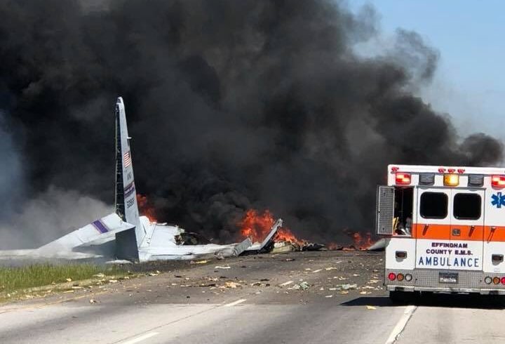 Un avión militar de carga se estrelló cerca de un aeropuerto en Savannah, Georgia. (AP)