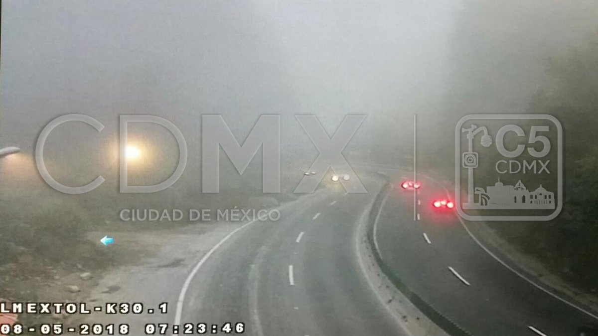 El  C5 dijo que el banco de niebla está del kilómetro 29 al 32 de la vía. (Tomada de @C5_CDMX)