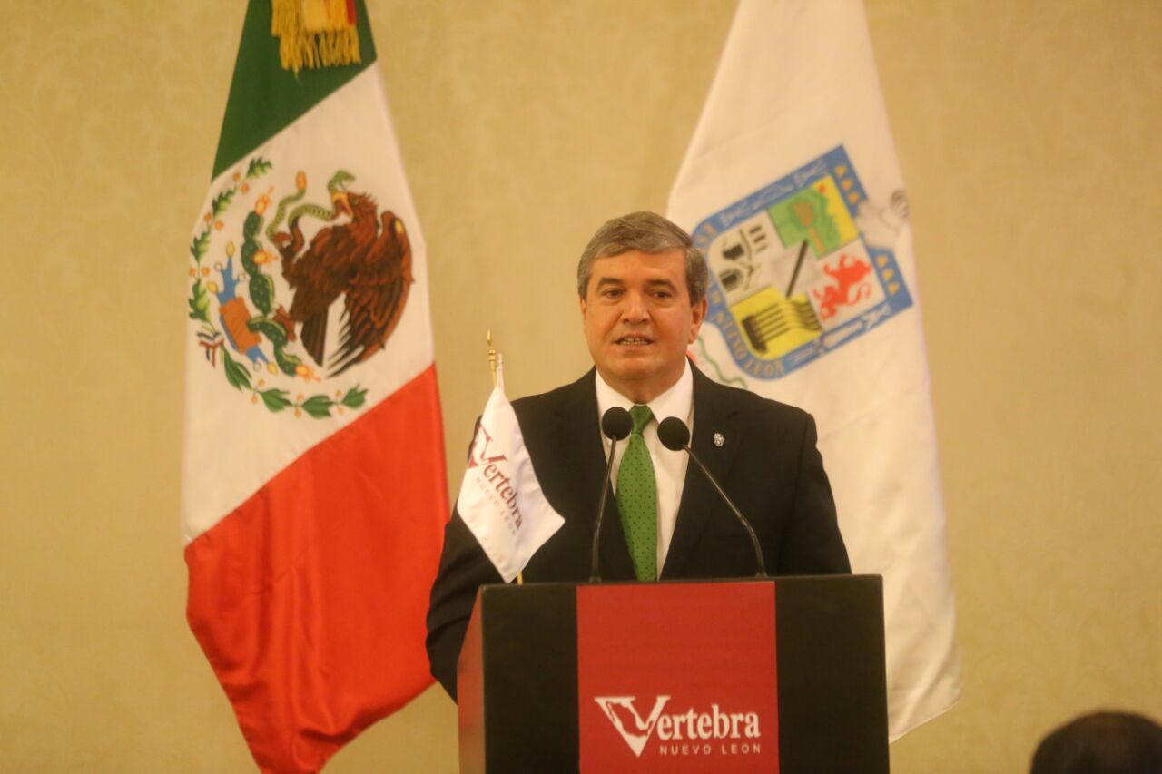 González Flores participó en el Foro de Líderes, Logros y Retos en Nuevo León, organizado por Vertebra en un hotel del centro de la ciudad. (Leonel Ro
