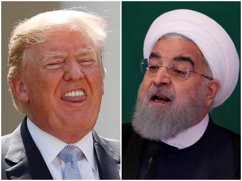 El presidente Donald Trump y su par iraní, Hassan Rohani. (Reuters)